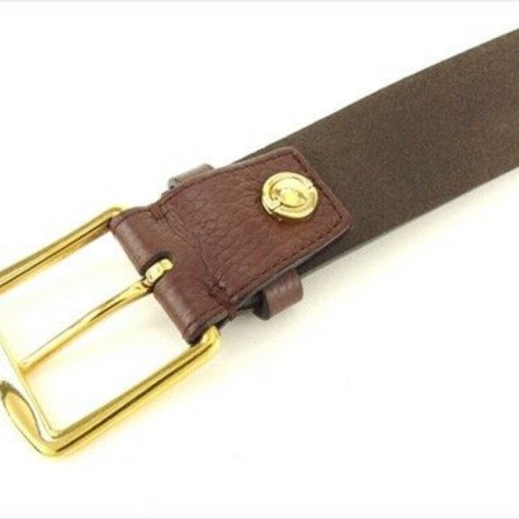 Dunhill belt Brown Gold Leather Gold Hardware Mens Authentic Used - Picture 14 of 14